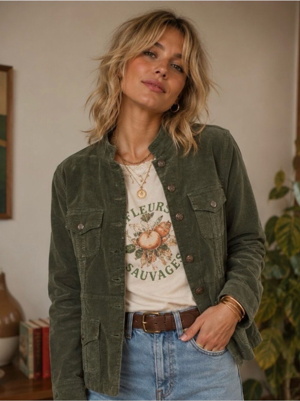 Live a Little Olive Green Button-Front Utility Jacket